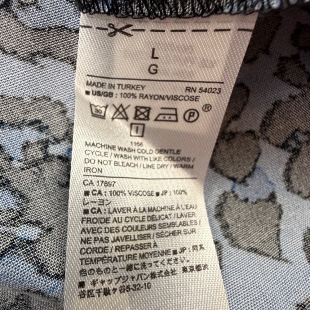 Banana Republic Blue Leopard Print Viscose V-Neck Midi Dress Puff Sleeve L NWT - Picture 4 of 10